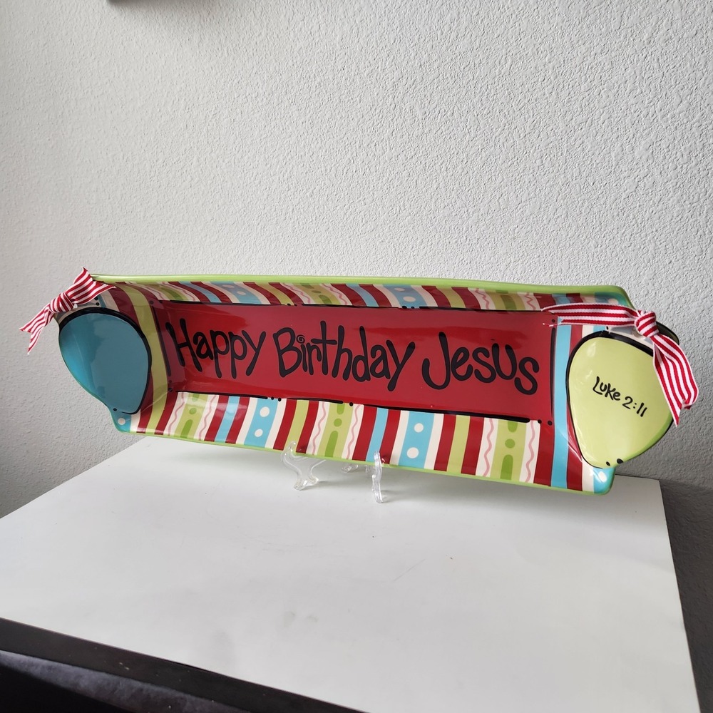 Burton & Burton Happy Birthday Jesus Christmas‎ Serving Platter Luke 2:11 - Picture 3 of 15
